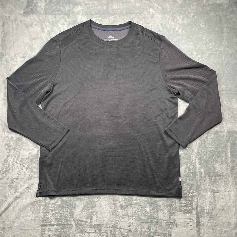Tommy Bahama Mens Long Sleeve T Shirt Gray Textured‎ Athletic Performance XL